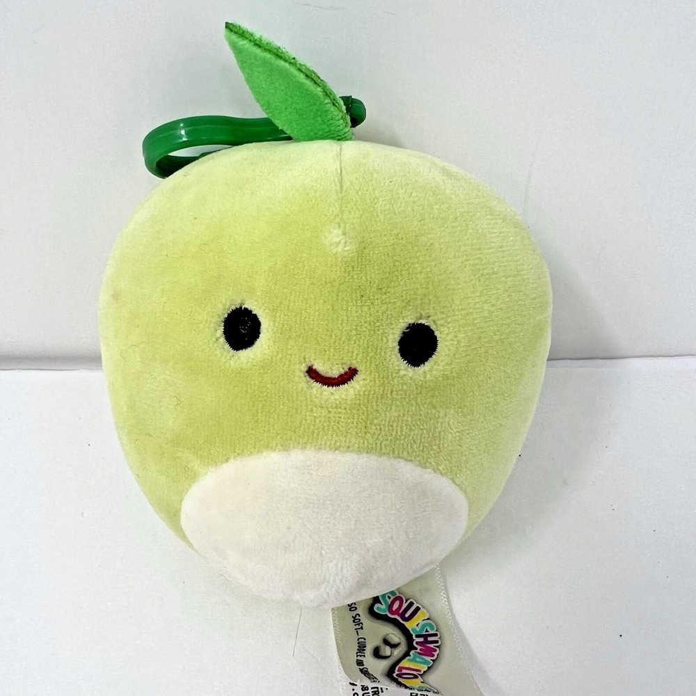 Squishmallows Ashley Green Apple Small Green Clip On Bag Hanger Plush Toy